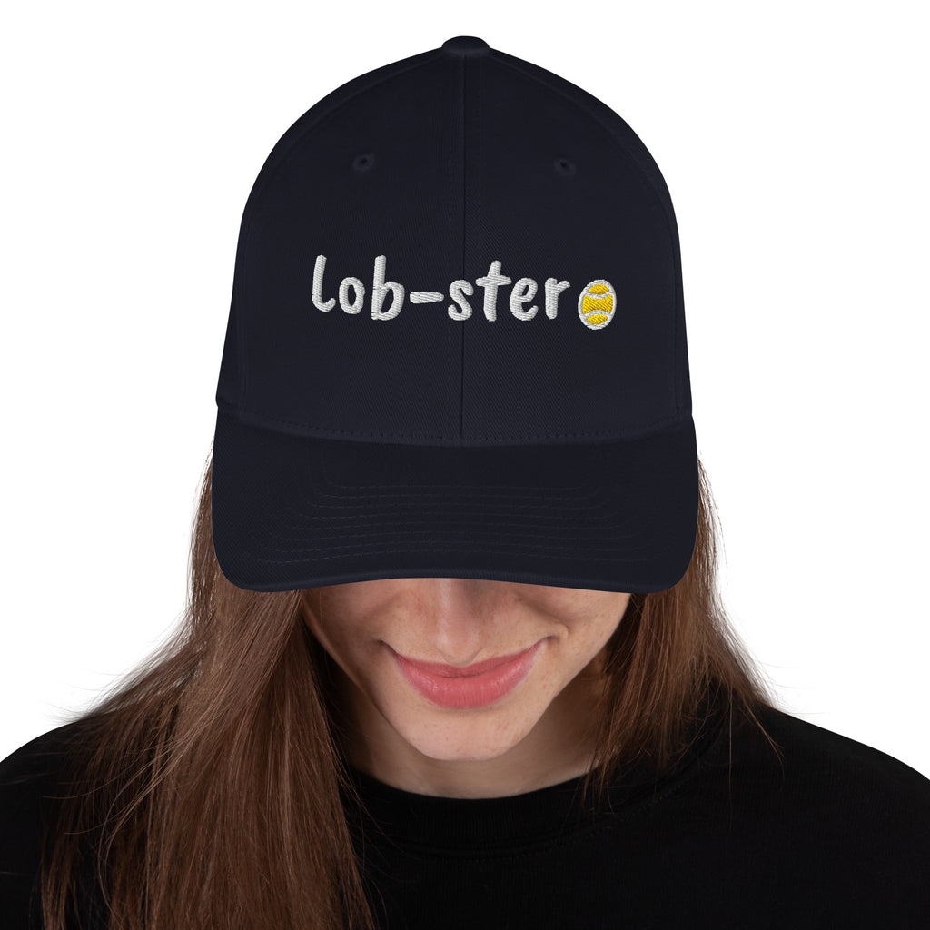 Dark Navy structured stretch-fit baseball cap embroidered with Lob-ster, front view