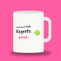 White 11 oz padel mug with the slogan “Last court: 23:00. Regrets: none.”