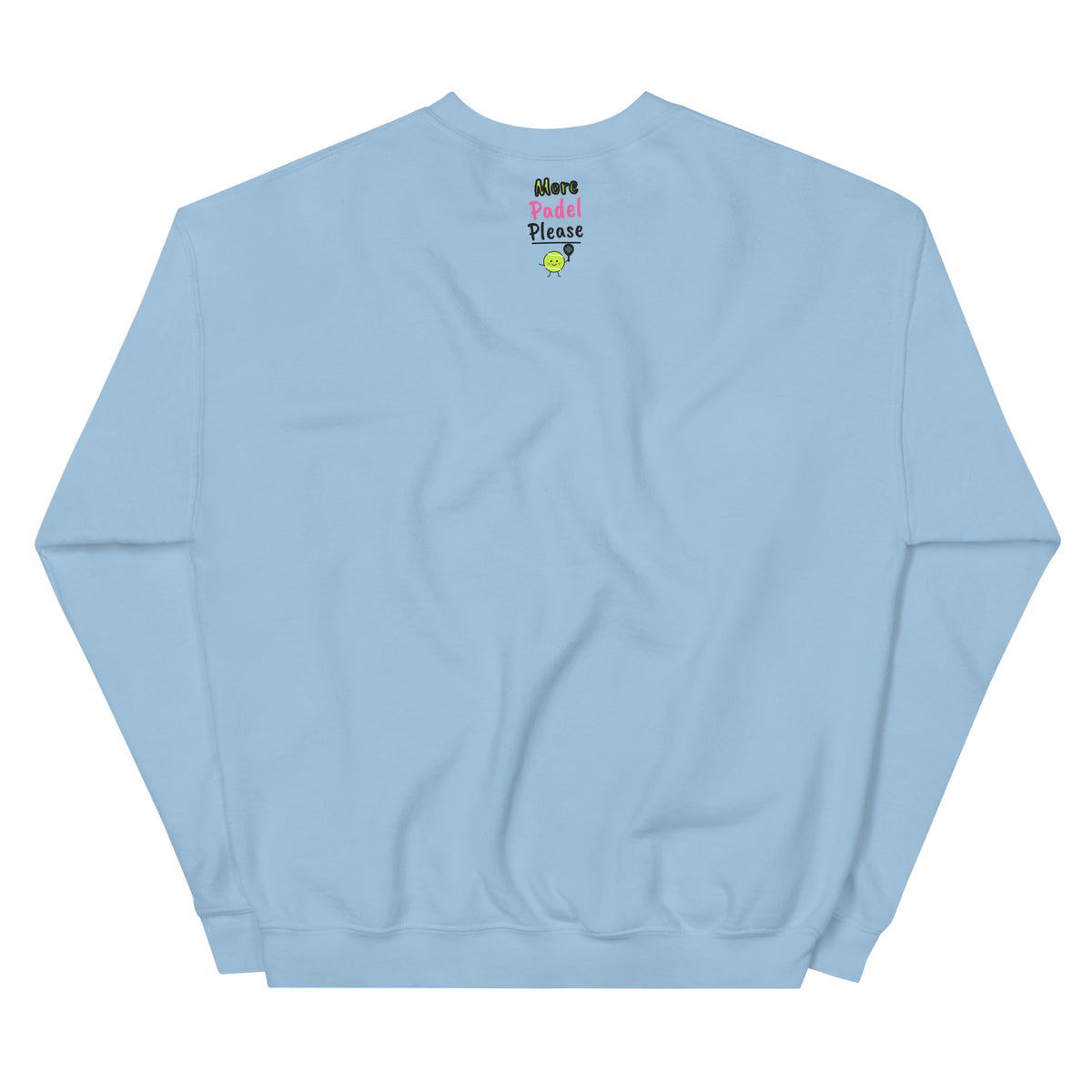 More Padel Please logo – padel sweatshirt, Light Blue, back with neck logo