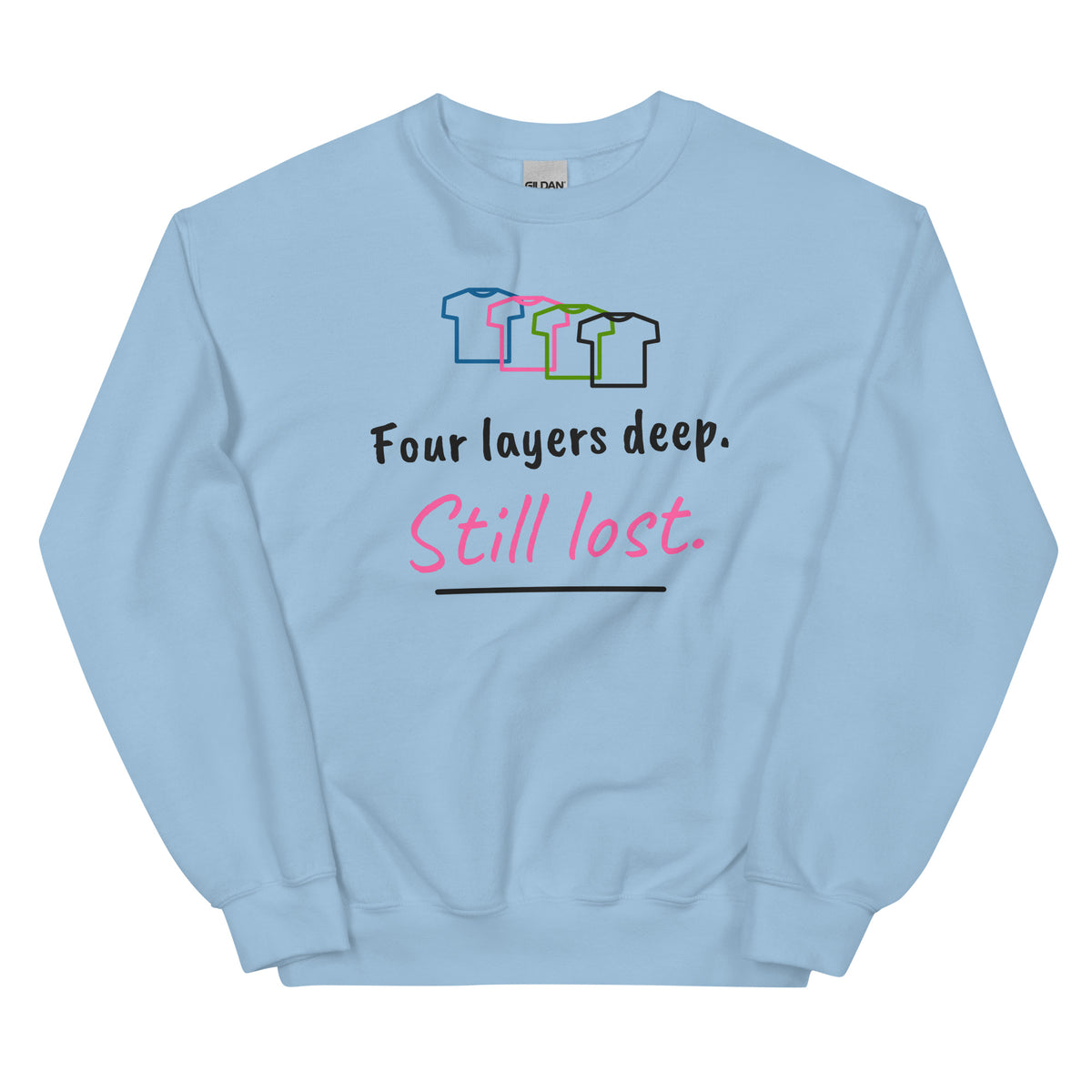 Four layers deep. Still lost. – padel sweatshirt, Light Blue
