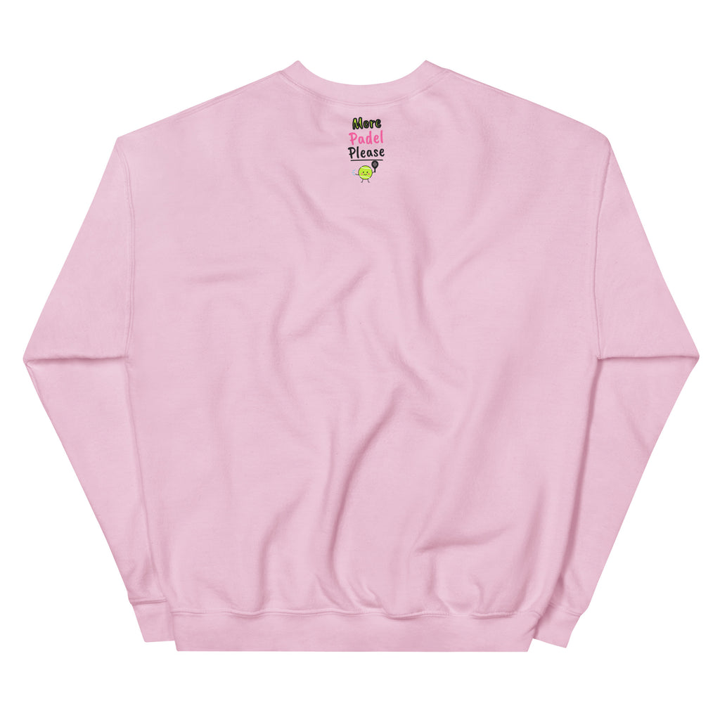 Powered by Tea & Terrible Smashes – padel sweatshirt, Light Pink, back with neck logo