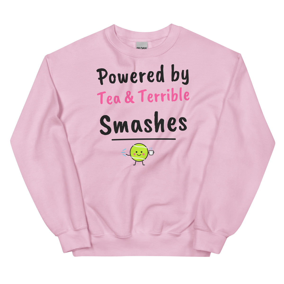 Powered by Tea & Terrible Smashes – padel sweatshirt, Light Pink
