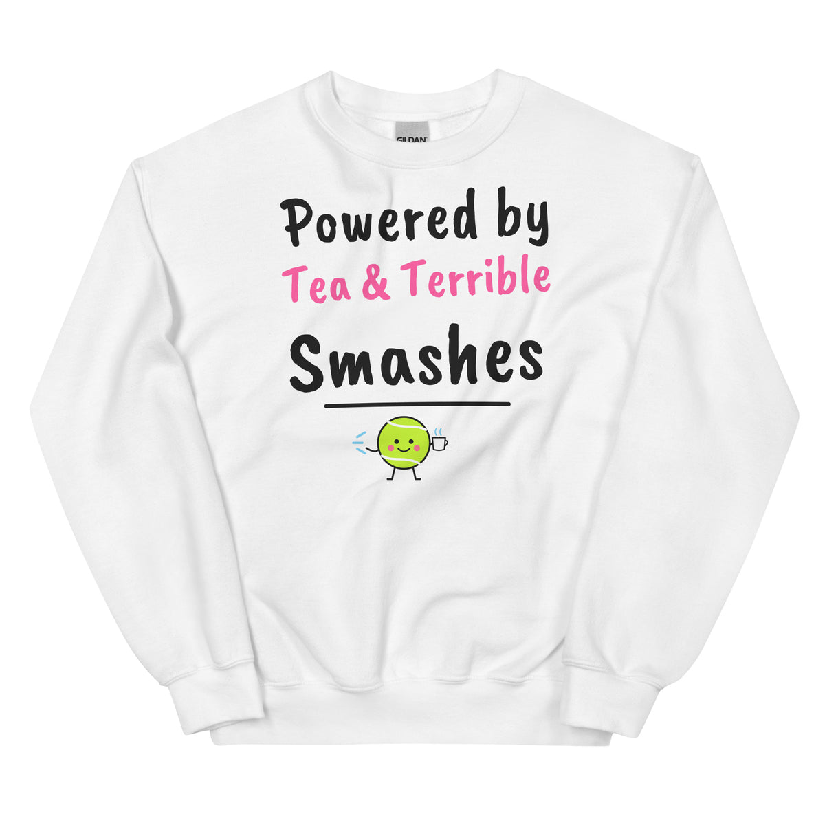Powered by Tea & Terrible Smashes – padel sweatshirt, White