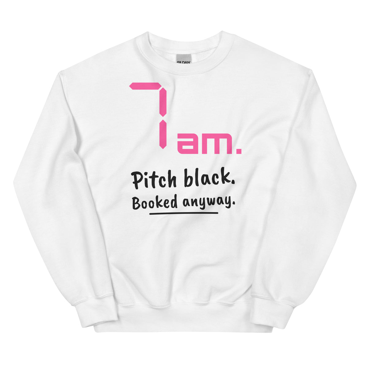 7am. Pitch black. Booked anyway. – padel sweatshirt, White