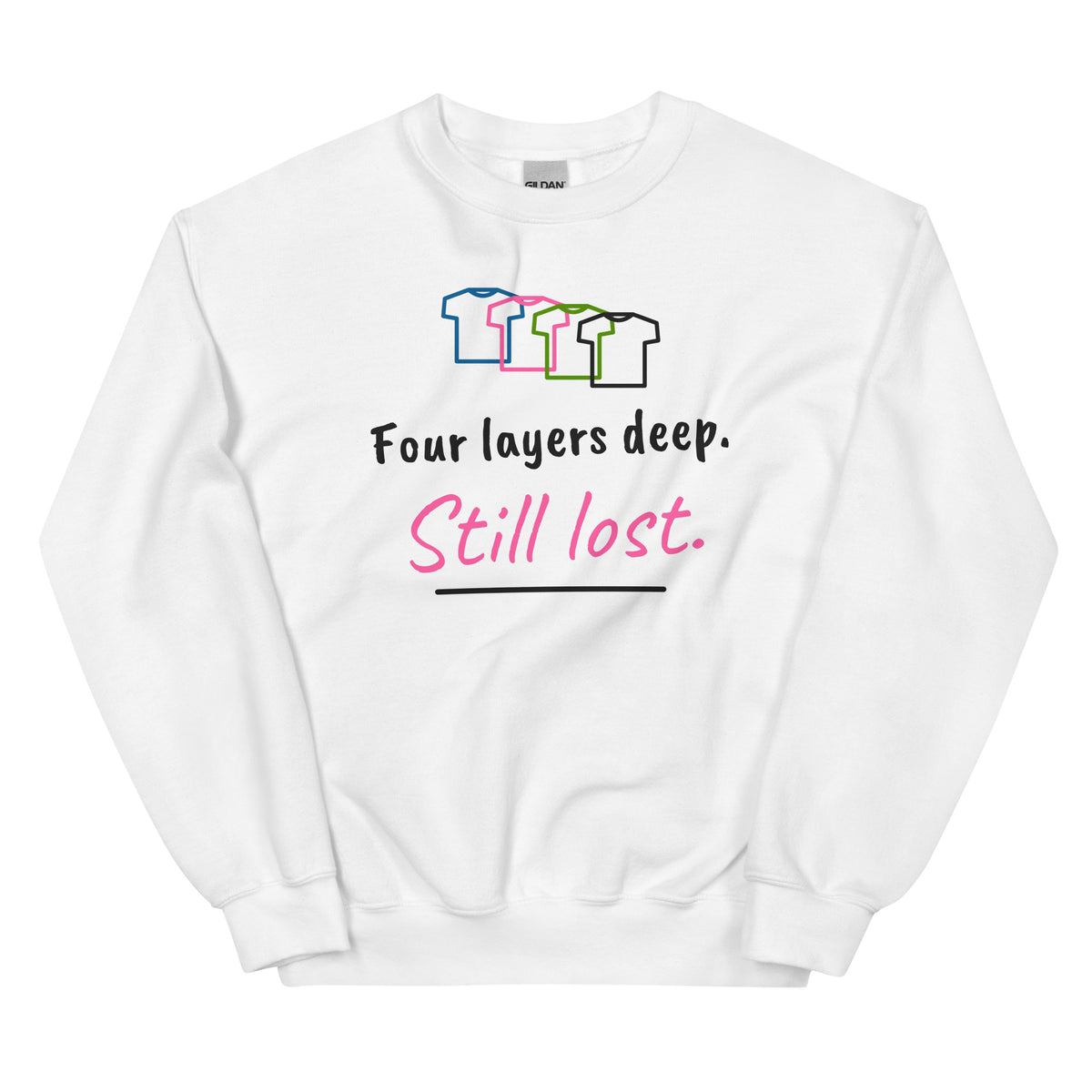 Four layers deep. Still lost. – padel sweatshirt, White