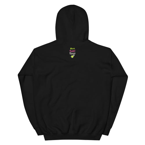 7am. Pitch black. Booked anyway. – padel hoodie, Black, back with neck logo