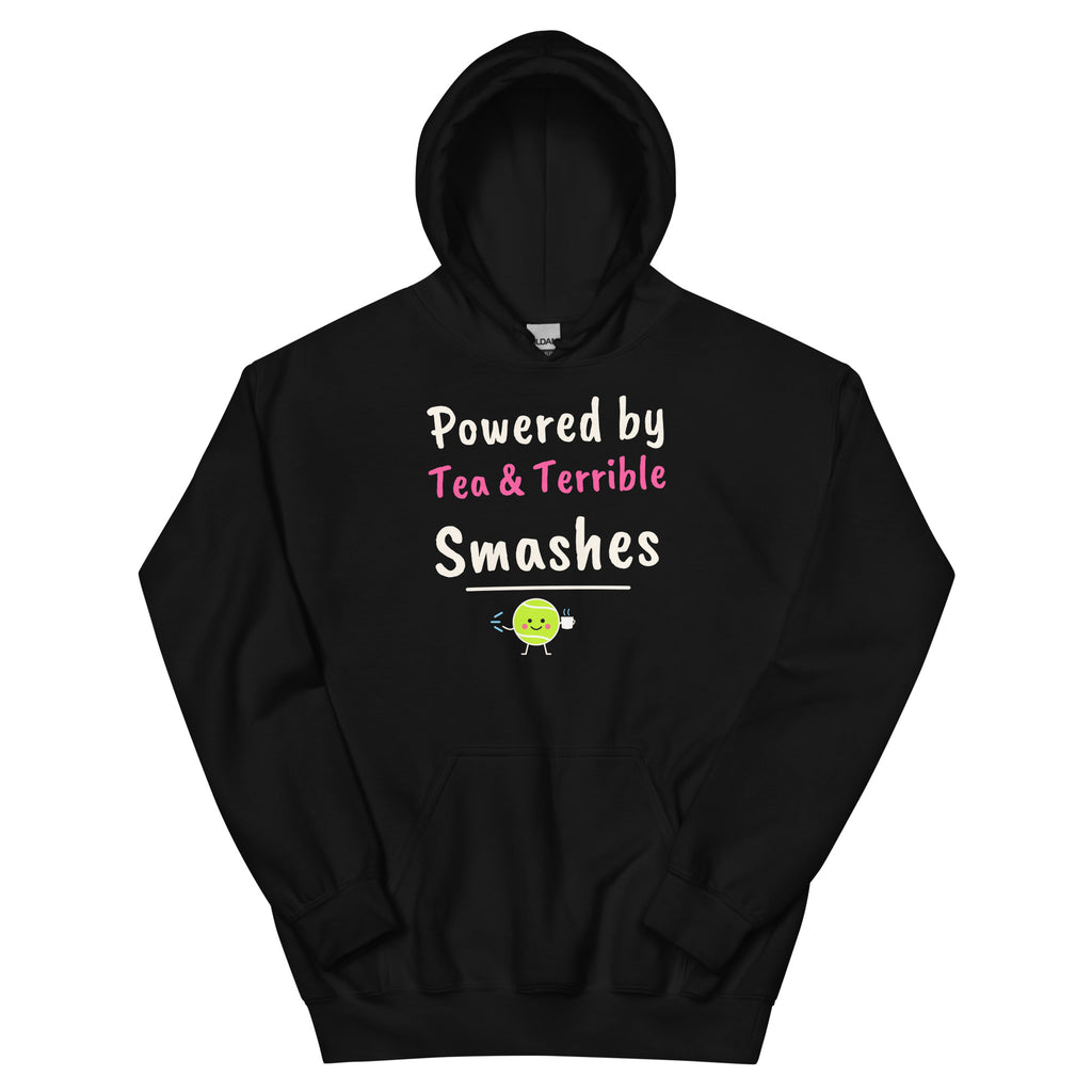 Powered by Tea & Terrible Smashes – padel hoodie, Black