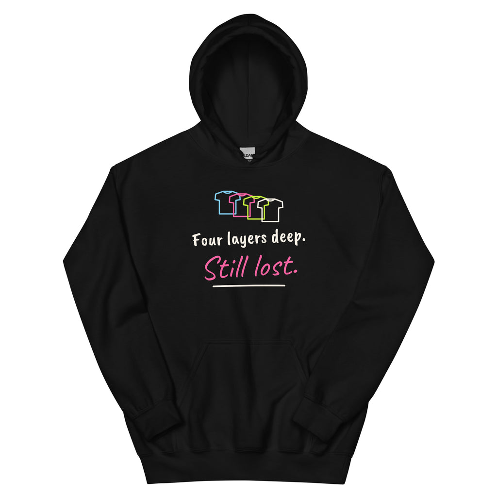 Four layers deep. Still lost. – padel hoodie, Black