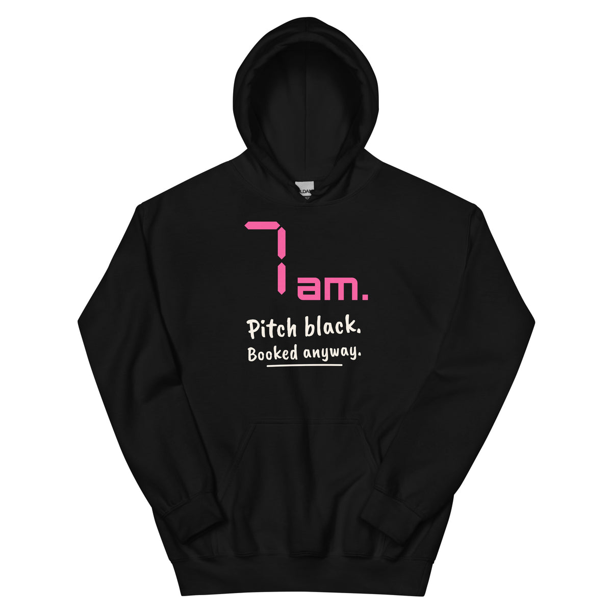 7am. Pitch black. Booked anyway. – padel hoodie, Black