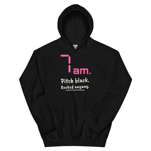 7am. Pitch black. Booked anyway. – padel hoodie, Black