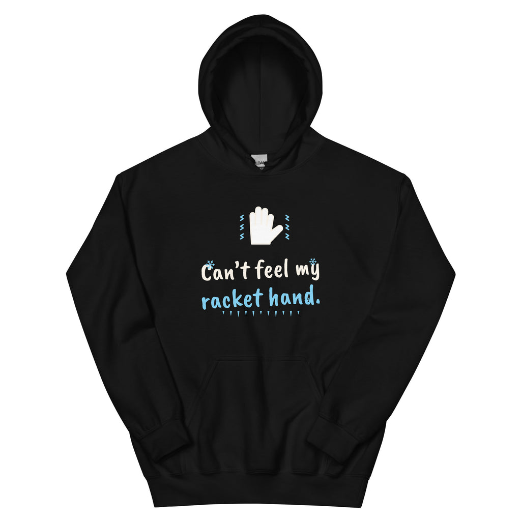 Can’t feel my racket hand. – padel hoodie, Black
