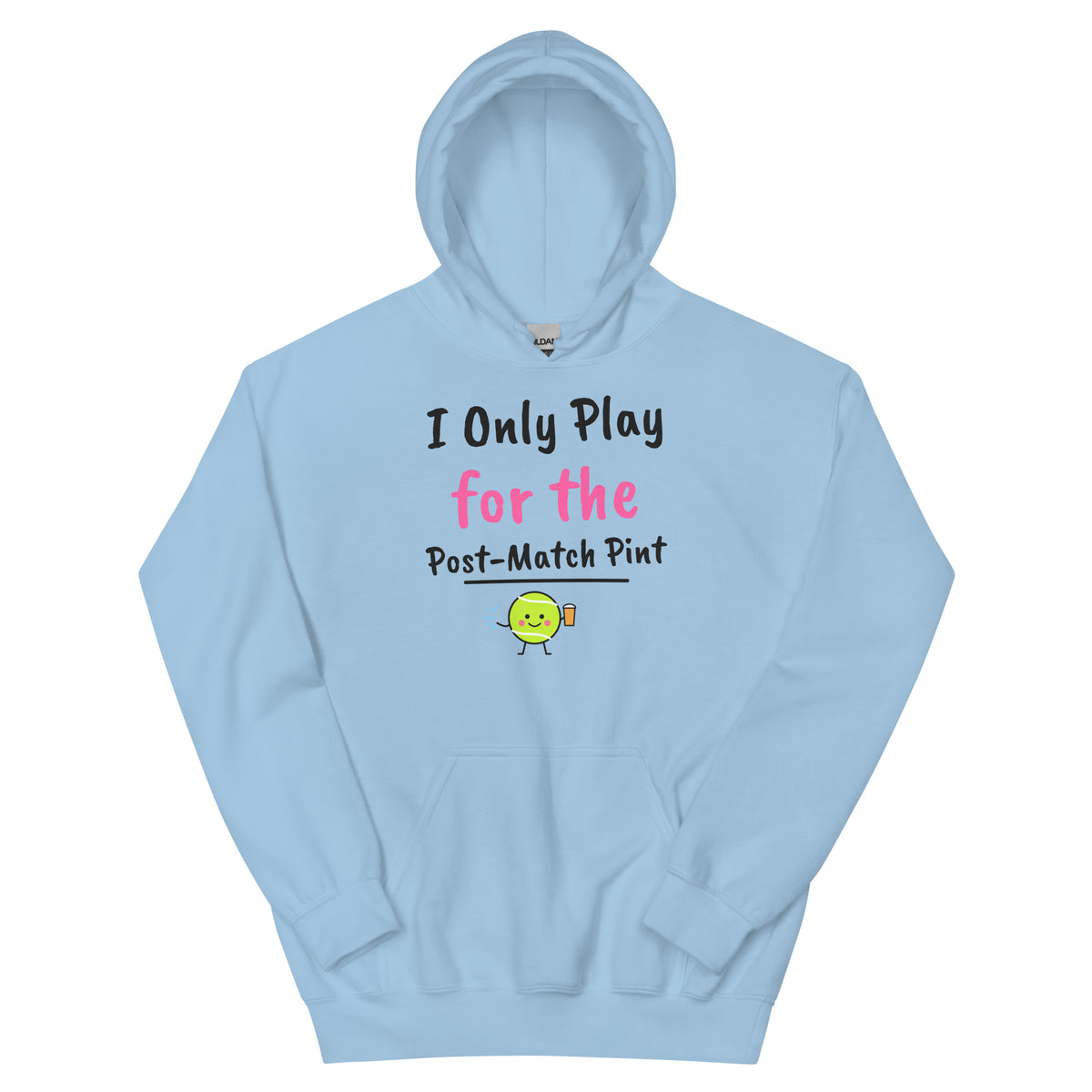 I Only Play for the Post-Match Pint – padel hoodie, Light Blue