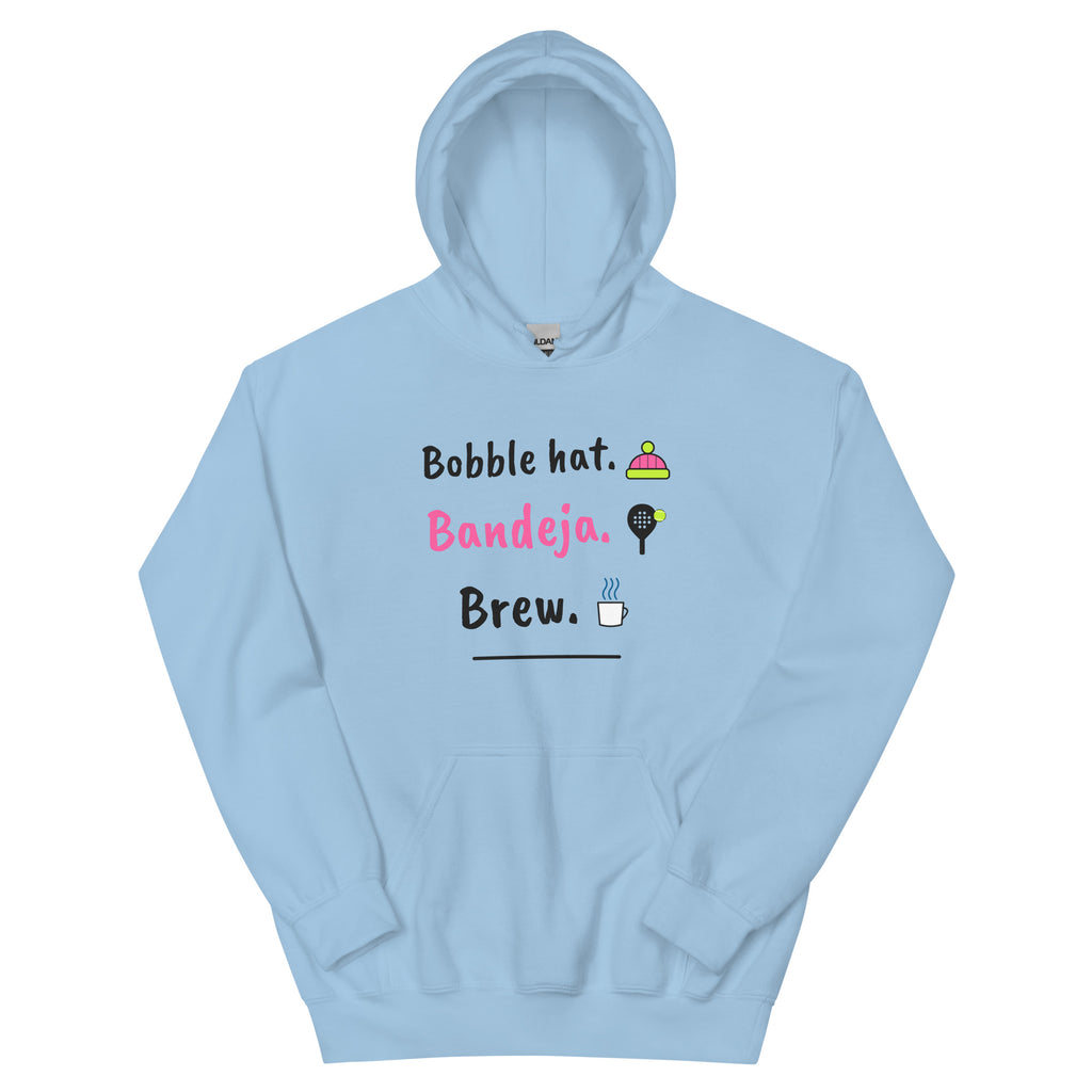 Bobble hat. Bandeja. Brew. – padel hoodie, Light Blue