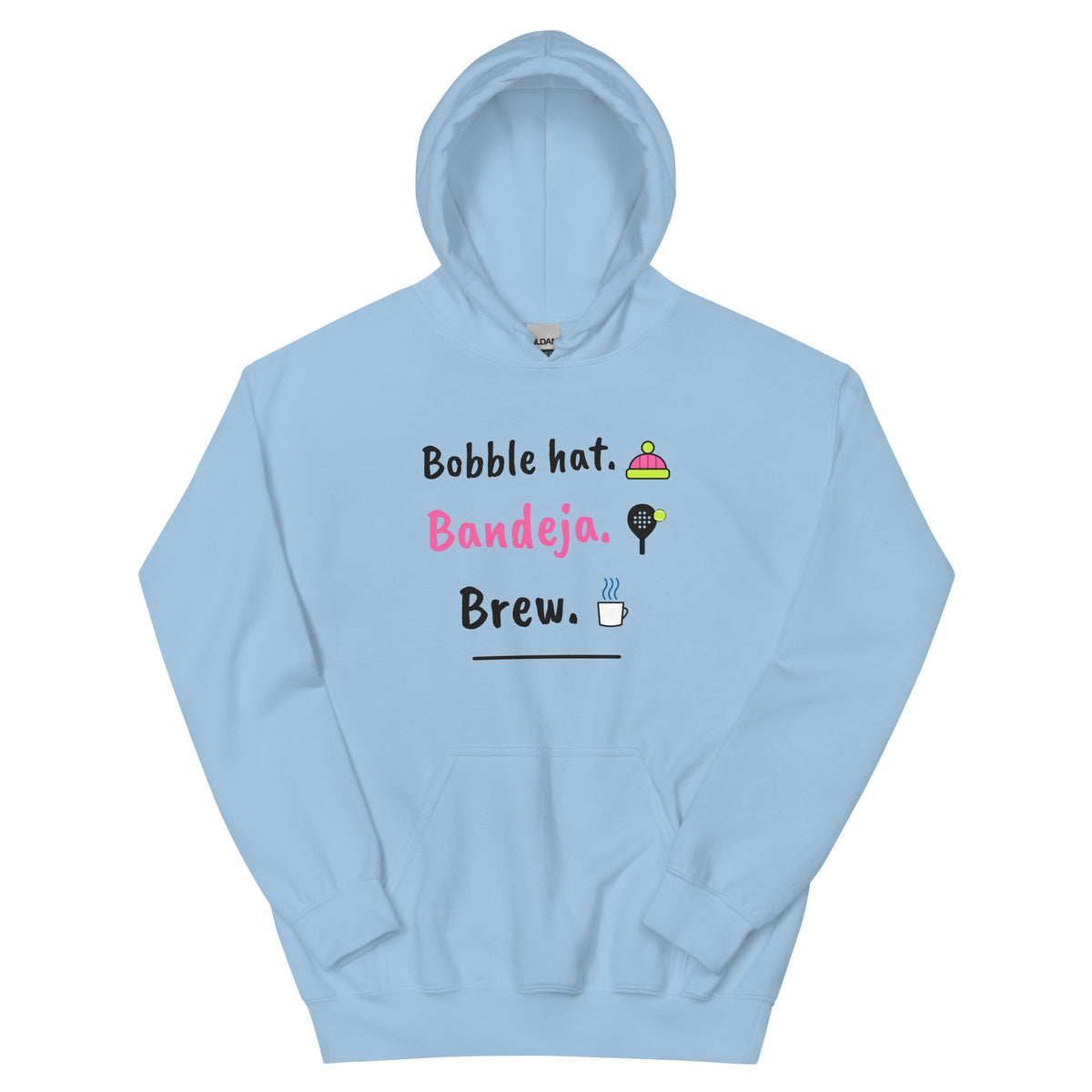Bobble hat. Bandeja. Brew. – padel hoodie, Light Blue