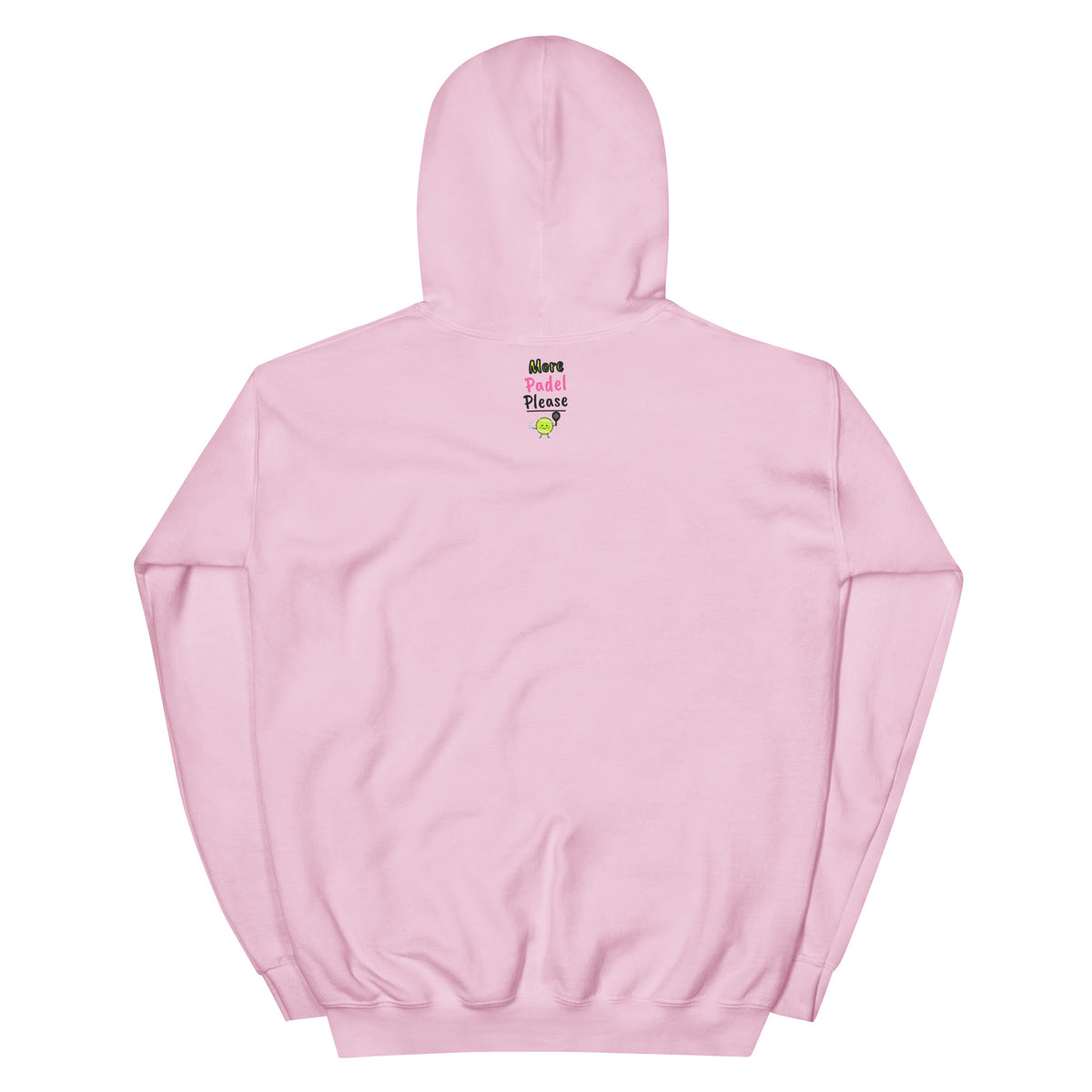 Four layers deep. Still lost. – padel hoodie, Light Pink, back with neck logo