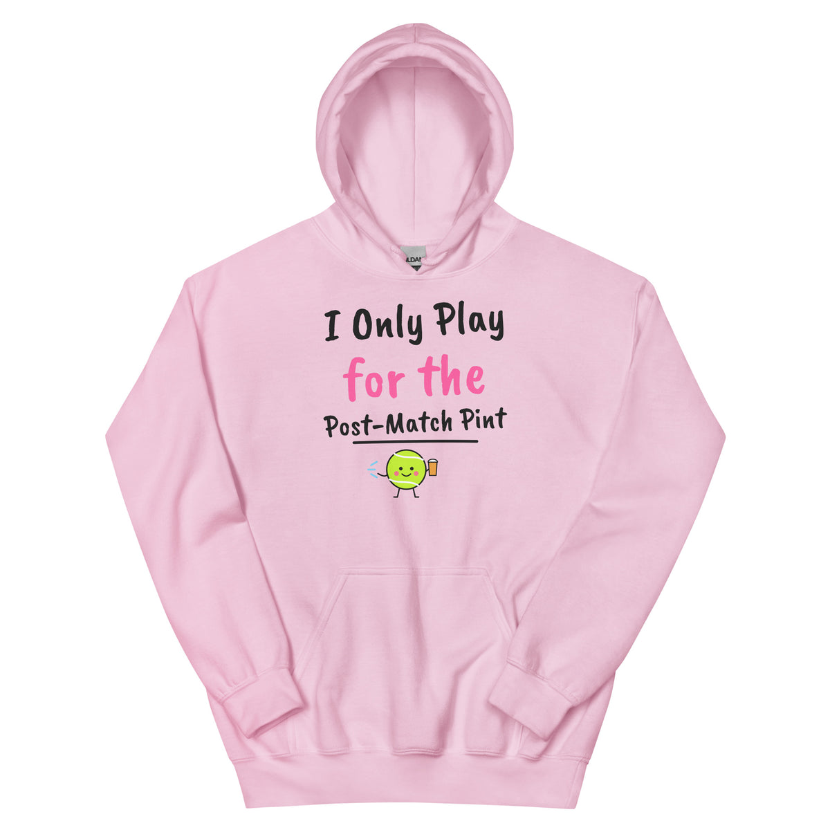 I Only Play for the Post-Match Pint – padel hoodie, Light Pink