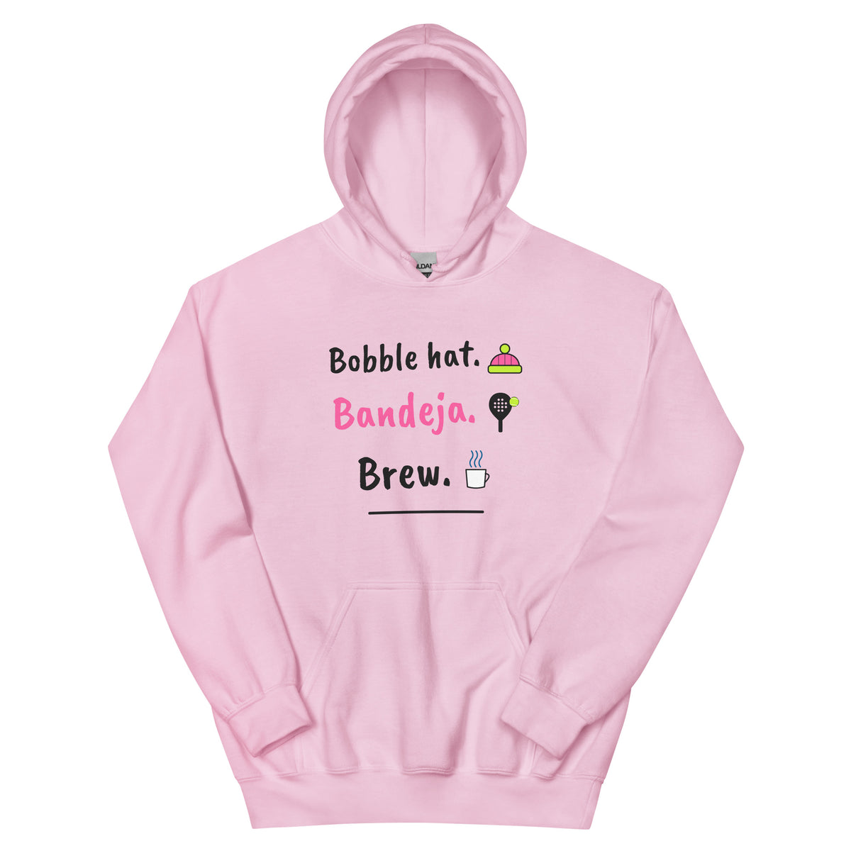 Bobble hat. Bandeja. Brew. – padel hoodie, Light Pink