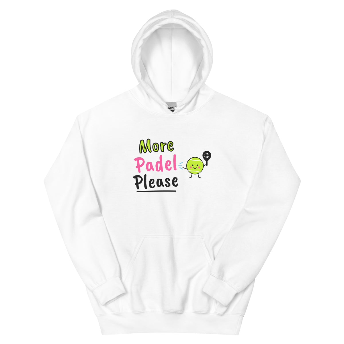 More Padel Please logo – padel hoodie, White