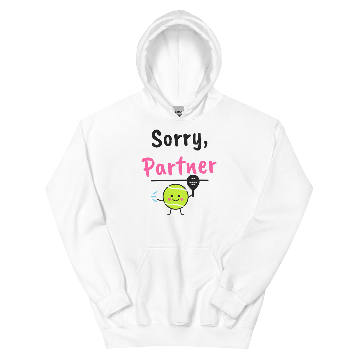 Sorry, Partner – padel hoodie, White