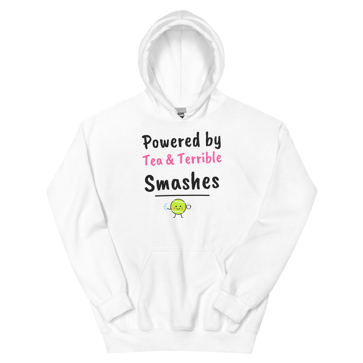 Powered by Tea & Terrible Smashes – padel hoodie, White