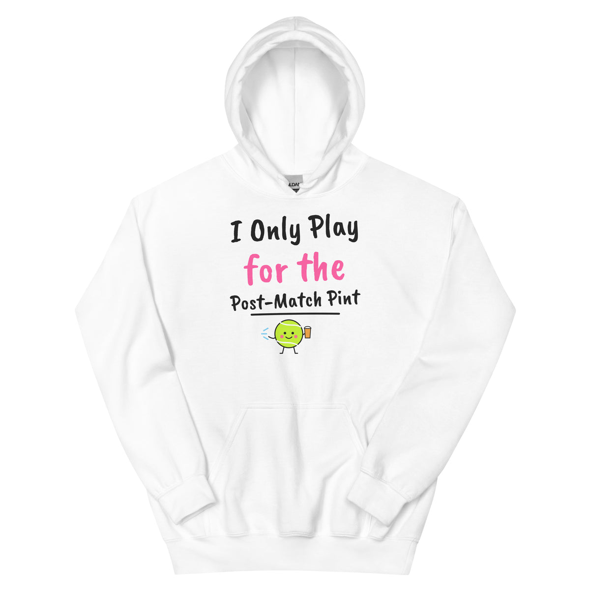 I Only Play for the Post-Match Pint – padel hoodie, White