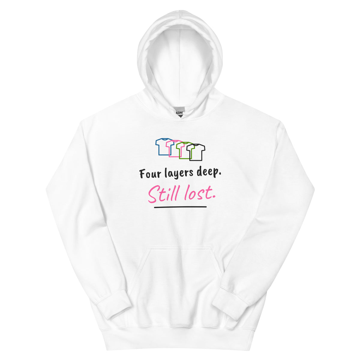Four layers deep. Still lost. – padel hoodie, White