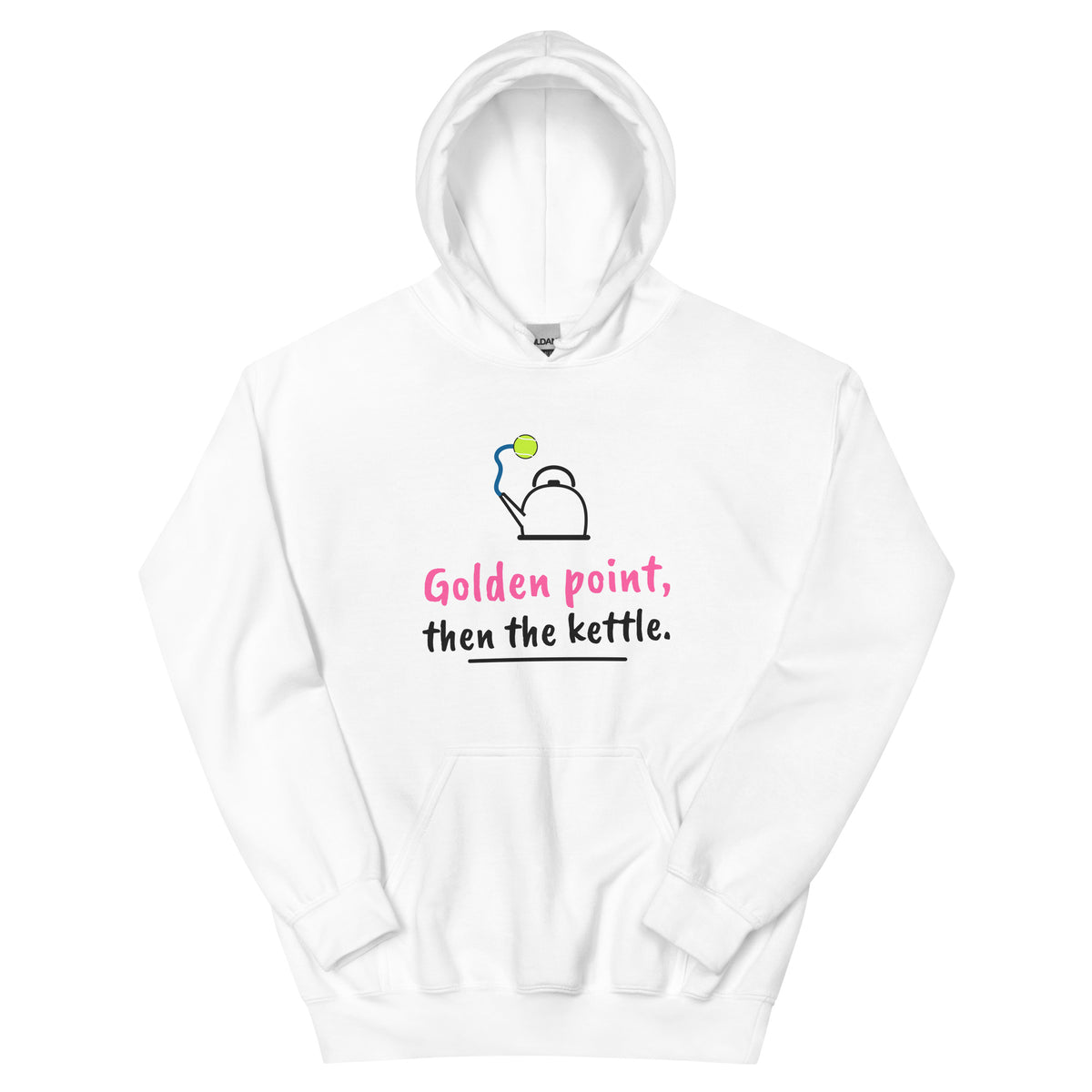 Golden point, then the kettle. – padel hoodie, White
