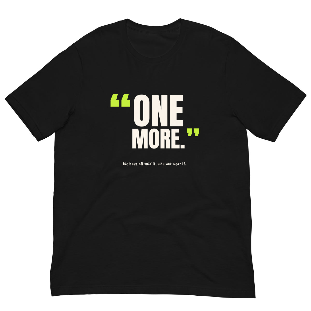 One More Padel Tee – Black, front (“One more.” print)