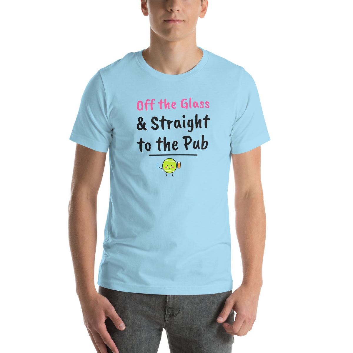 Front of the ocean blue Off the Glass Padel Tee