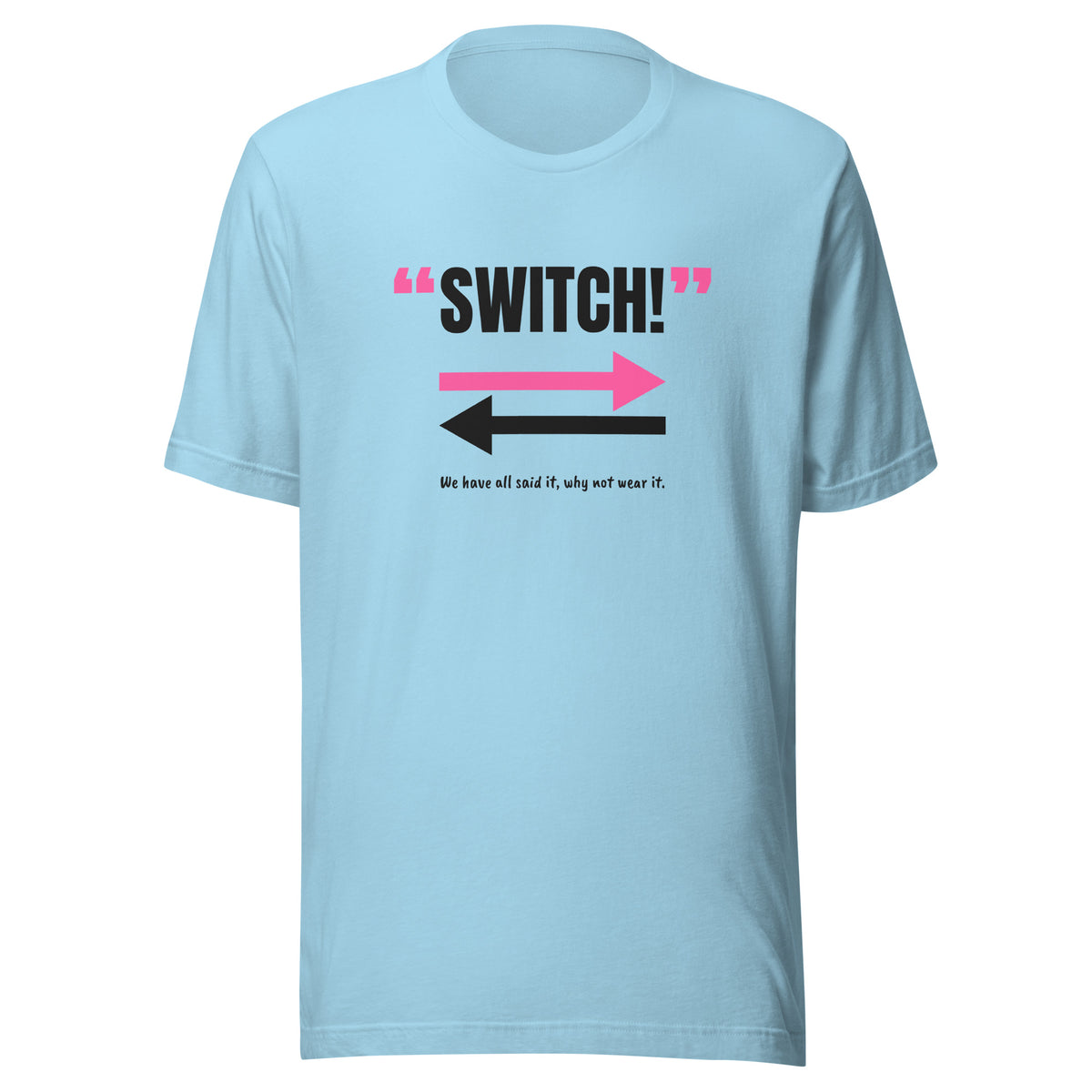 Switch! Padel Tee – Ocean Blue, front (“Switch!” print)