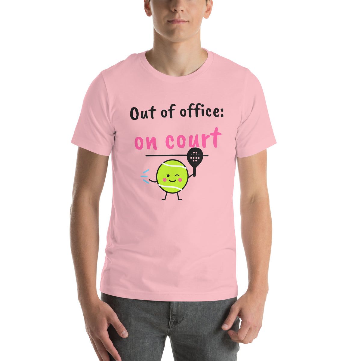 Front of the pink Out of Office Padel Tee