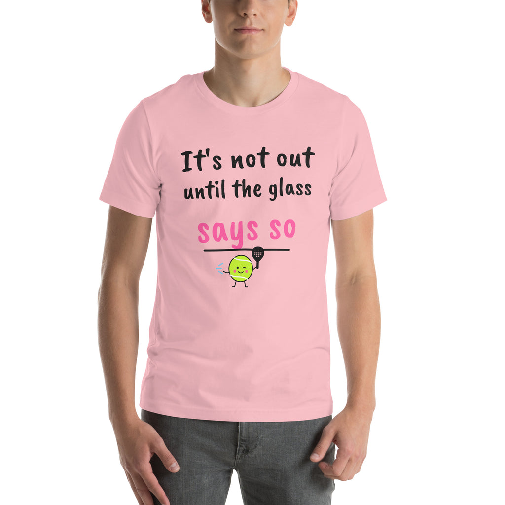 Front of the pink Glass Says So Padel Tee