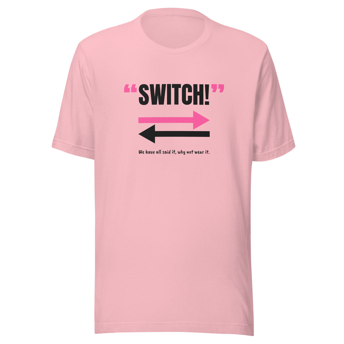 Switch! Padel Tee – Pink, front (“Switch!” print)