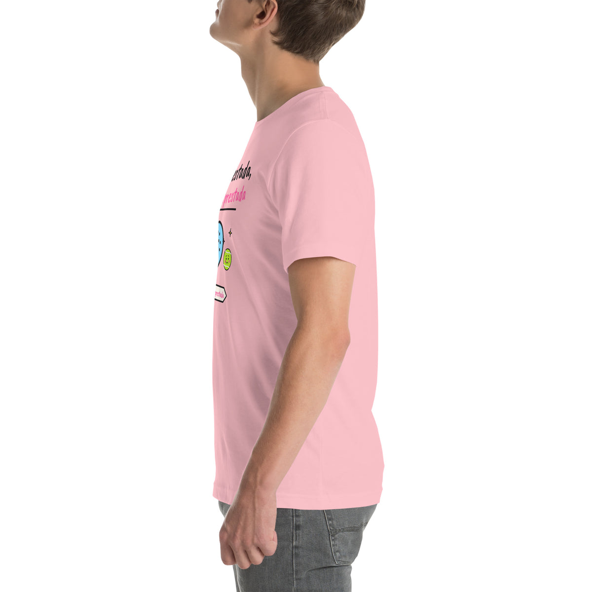 Left side of the pink Pala Prestada, Derrota Prestada Padel Tee