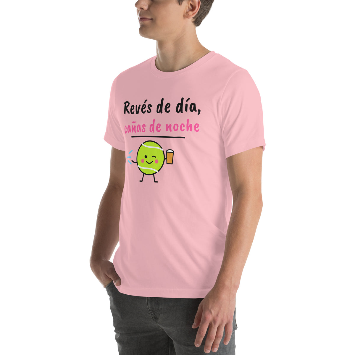 Front-left view of the pink Revés de Día Padel Tee