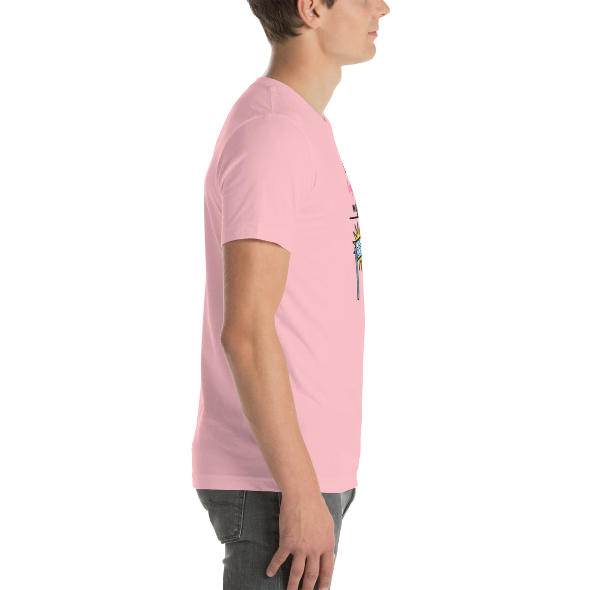 Right side of the pink Sorry, Lights In My Eyes Padel Tee