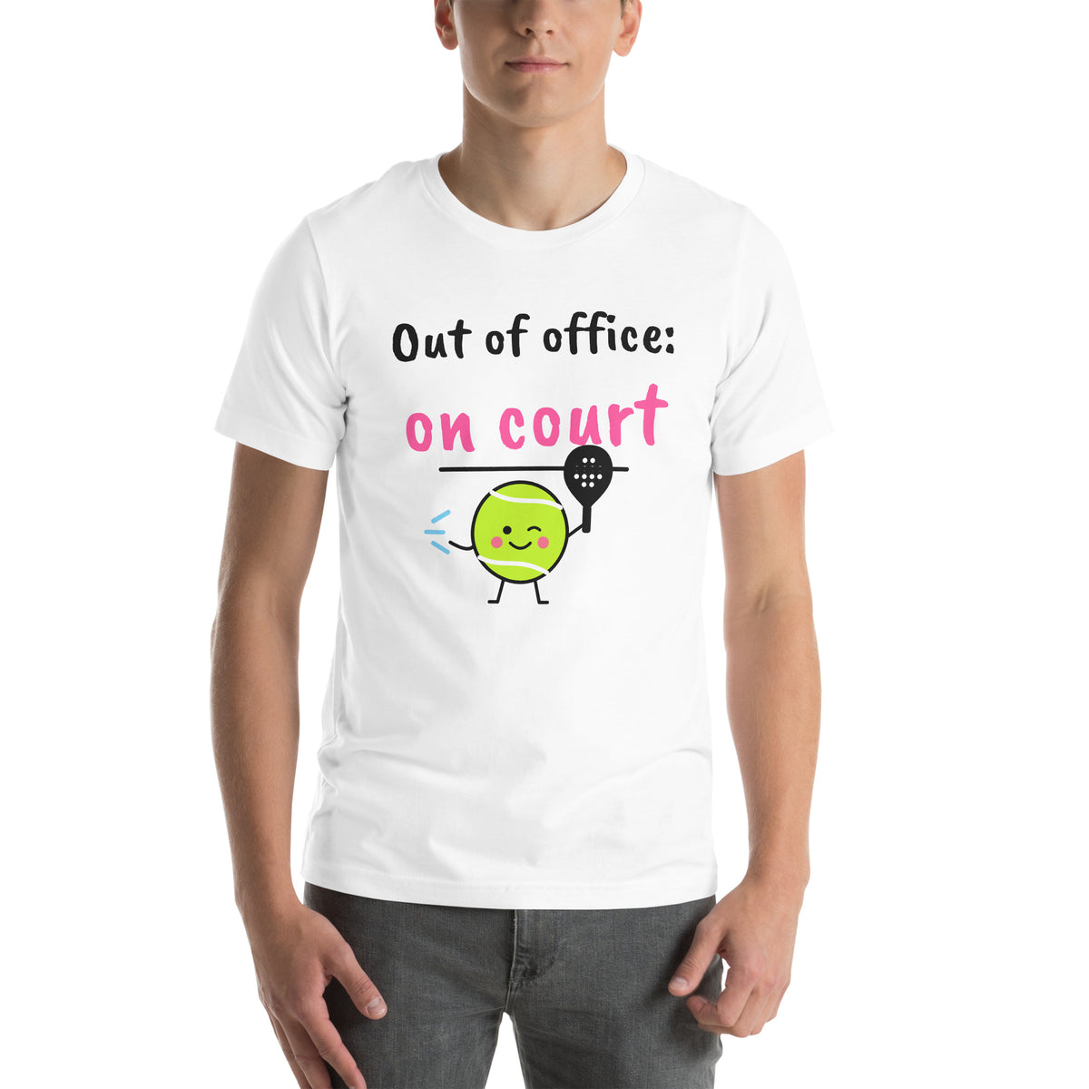 Front of the white Out of Office Padel Tee