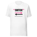 Switch! Padel Tee – White, front (“Switch!” print)