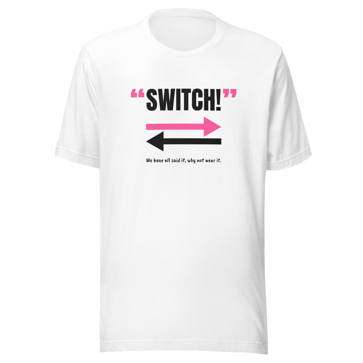 Switch! Padel Tee – White, front (“Switch!” print)