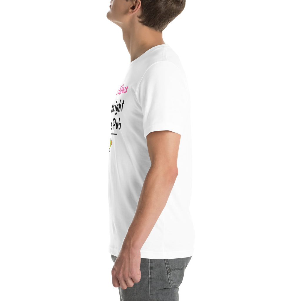 Left side of the white Off the Glass Padel Tee