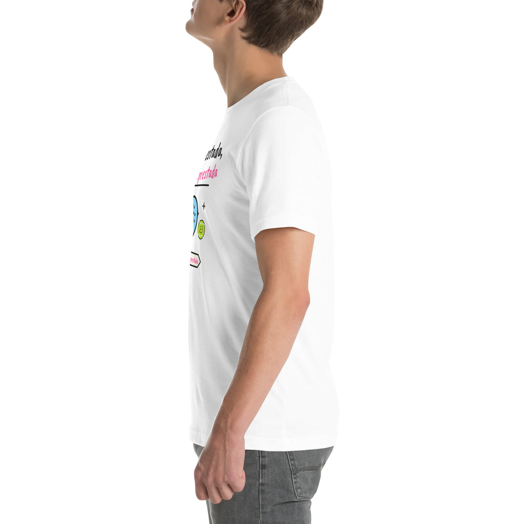 Left side of the white Pala Prestada, Derrota Prestada Padel Tee