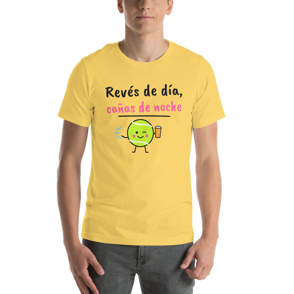 Front of the yellow Revés de Día Padel Tee