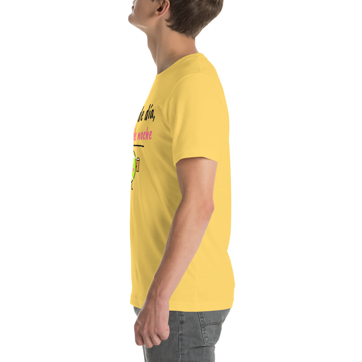 Left side of the yellow Revés de Día Padel Tee
