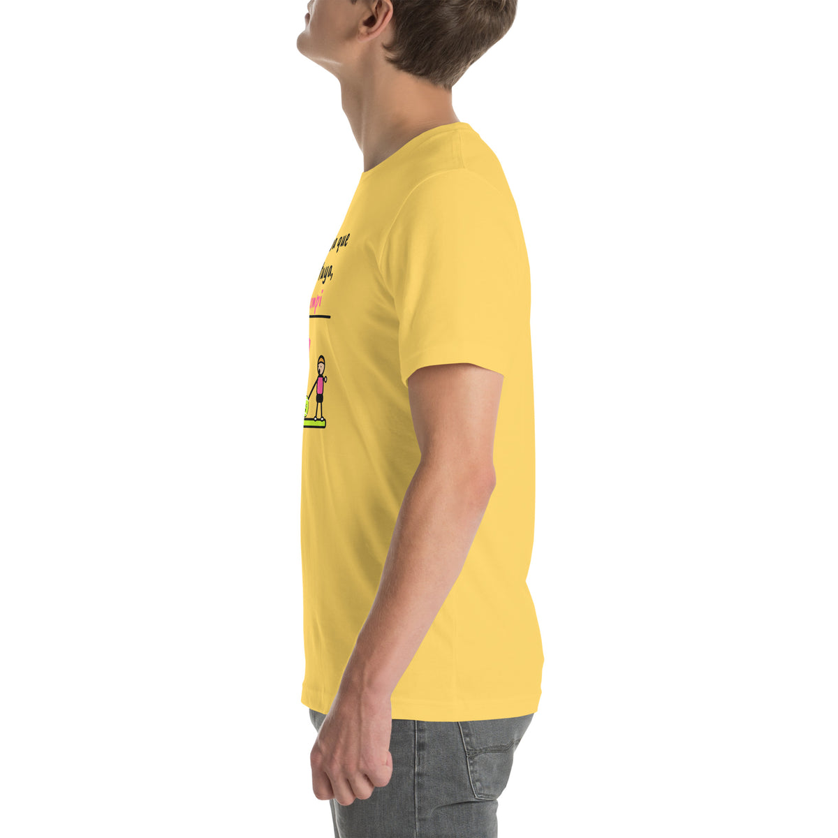 Left side of the yellow Pensaba Que Era Tuya, Compi Padel Tee