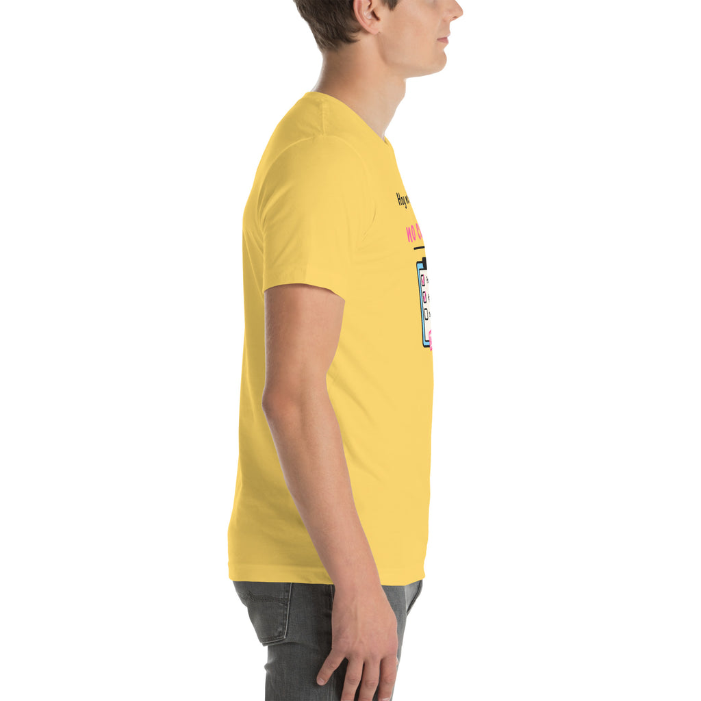 Right side of the yellow Hoy No He Calentado, No Cuenta Padel Tee