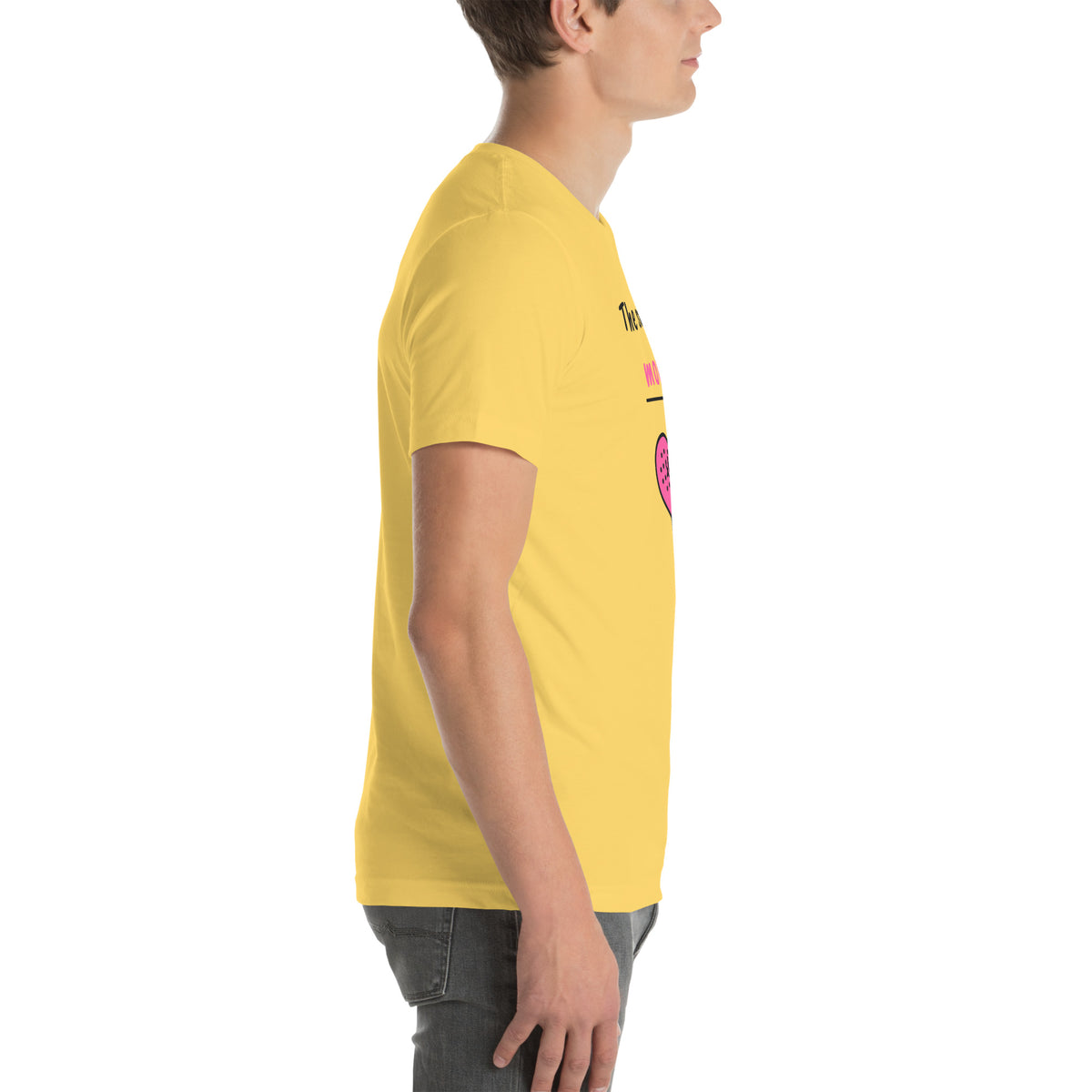 Right side of the yellow The Sweet Spot Moved. Padel Tee